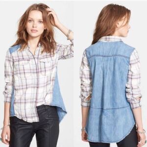 Free People  Road Trip Getaway Denim Flannel Top S